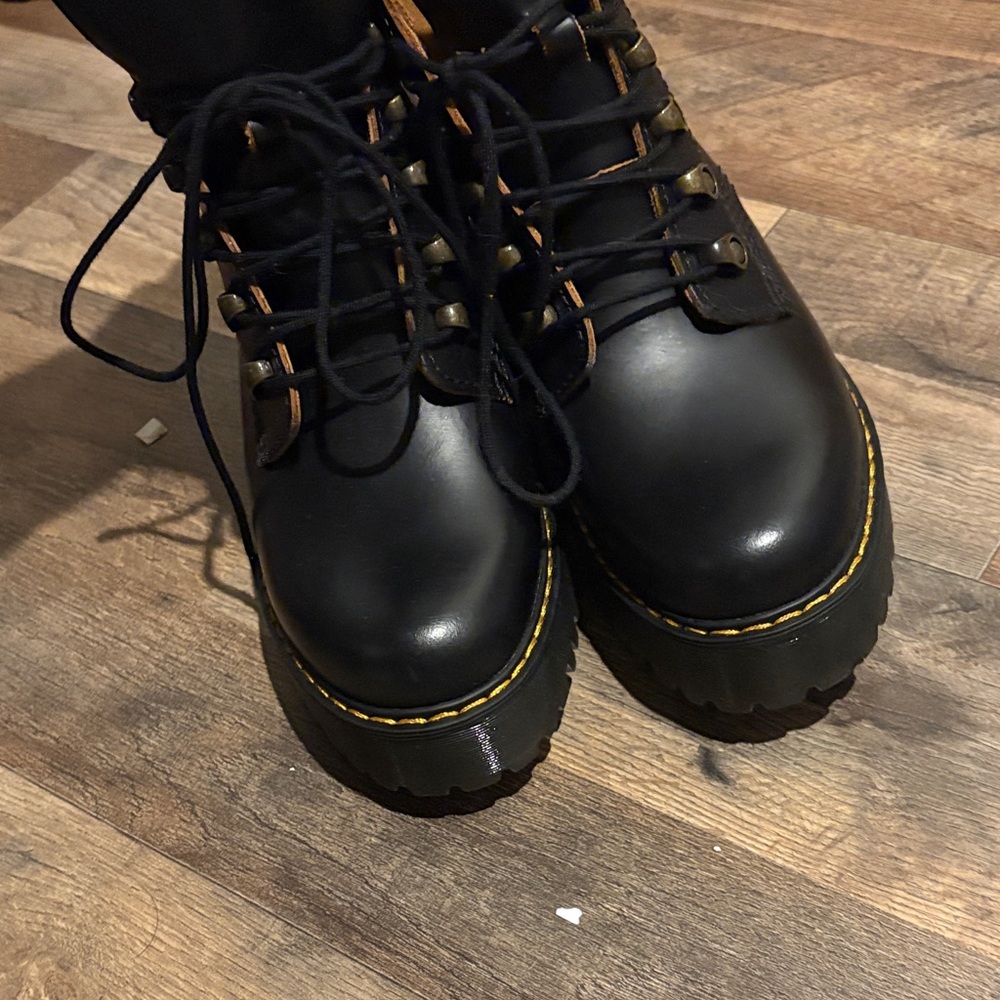 Dr. Martens Leona Black Combat Boots - Picture 10 of 13